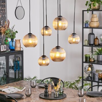 Koyoto Suspension, Boule lumineuse, Suspension Ambre, 6 lumières