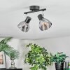 Saire Plafonnier, Spot de plafond Chrome, Noir, 2 lumières