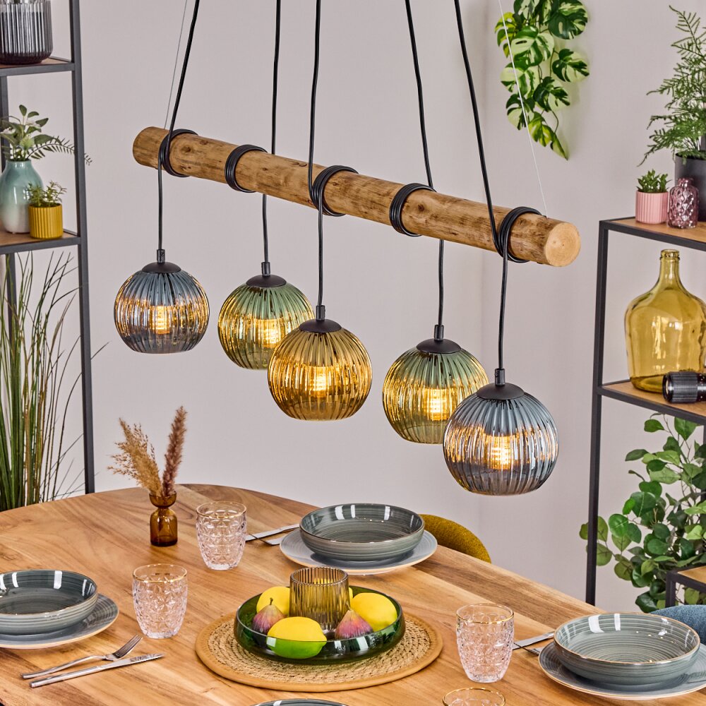 Koyoto Suspension, Boule lumineuse, Suspension Écru, Noir, 5 lumières main product photo