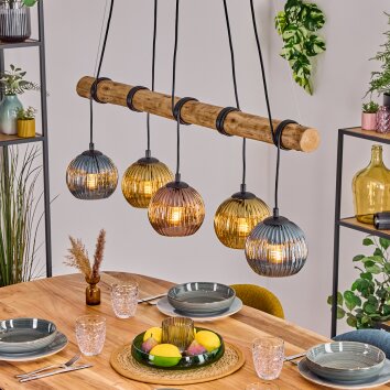 Koyoto Suspension, Boule lumineuse, Suspension Écru, Noir, 5 lumières
