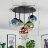 Koyoto Plafonnier, Boule lumineuse Bleu, Vert, Clair, Cuivré, 5 lumières