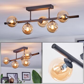 Chehalis Plafonnier, Boule lumineuse Ambre, 5 lumières Chehalis Plafonnier, Boule lumineuse Ambre, 5 lumières