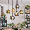Koyoto Suspension, Boule lumineuse, Suspension Ambre, Bleu, Chrome, Vert, Fumé, 6 lumières