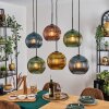 Koyoto Suspension, Boule lumineuse, Suspension Bleu, Or, Vert, Cuivré, 6 lumières