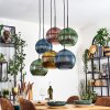 Koyoto Suspension, Boule lumineuse, Suspension Bleu, Or, Vert, Cuivré, 6 lumières