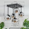 Ripoll Plafonnier, Boule lumineuse Chrome, Clair, Fumé, 5 lumières
