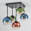 Koyoto Plafonnier, Boule lumineuse Bleu, Vert, Clair, Cuivré, 5 lumières
