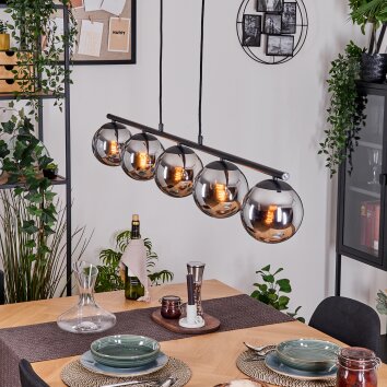 Gastor Suspension, Boule lumineuse, Suspension Chrome, Fumé, 5 lumières