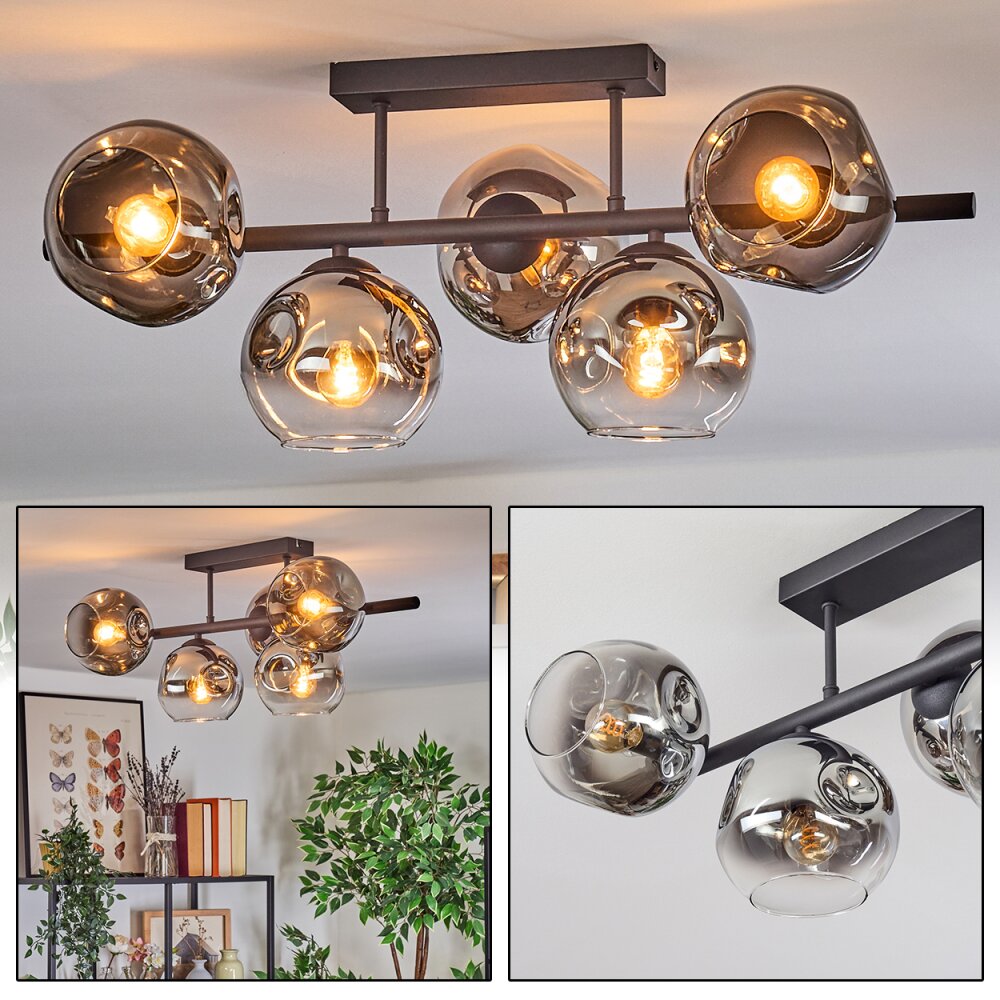 Ripoll Plafonnier, Boule lumineuse Chrome, Clair, Fumé, 5 lumières main product photo