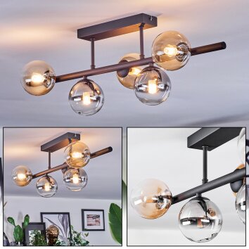 Chehalis Plafonnier, Boule lumineuse Ambre, Clair, Fumé, 5 lumières Chehalis Plafonnier, Boule lumineuse Ambre, Clair, Fumé, 5 lumières