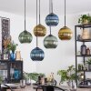 Koyoto Suspension, Boule lumineuse, Suspension Bleu, Or, Vert, 6 lumières