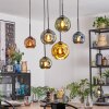 Ripoll Suspension, Boule lumineuse, Suspension Bleu, Or, Vert, Cuivré, 6 lumières