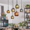 Ripoll Suspension, Boule lumineuse, Suspension Bleu, Or, Vert, Cuivré, 6 lumières