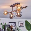 Chehalis Plafonnier, Boule lumineuse Ambre, Fumé, 5 lumières