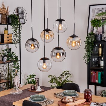 Gastor Suspension, Boule lumineuse, Suspension Ambre, Clair, Fumé, 6 lumières