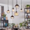 Koyoto Suspension, Boule lumineuse, Suspension Ambre, Clair, Fumé, 6 lumières