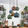 Koyoto Suspension, Boule lumineuse, Suspension Bleu, Or, Vert, Cuivré, 6 lumières