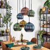 Koyoto Suspension, Boule lumineuse, Suspension Bleu, Or, Vert, Cuivré, 6 lumières
