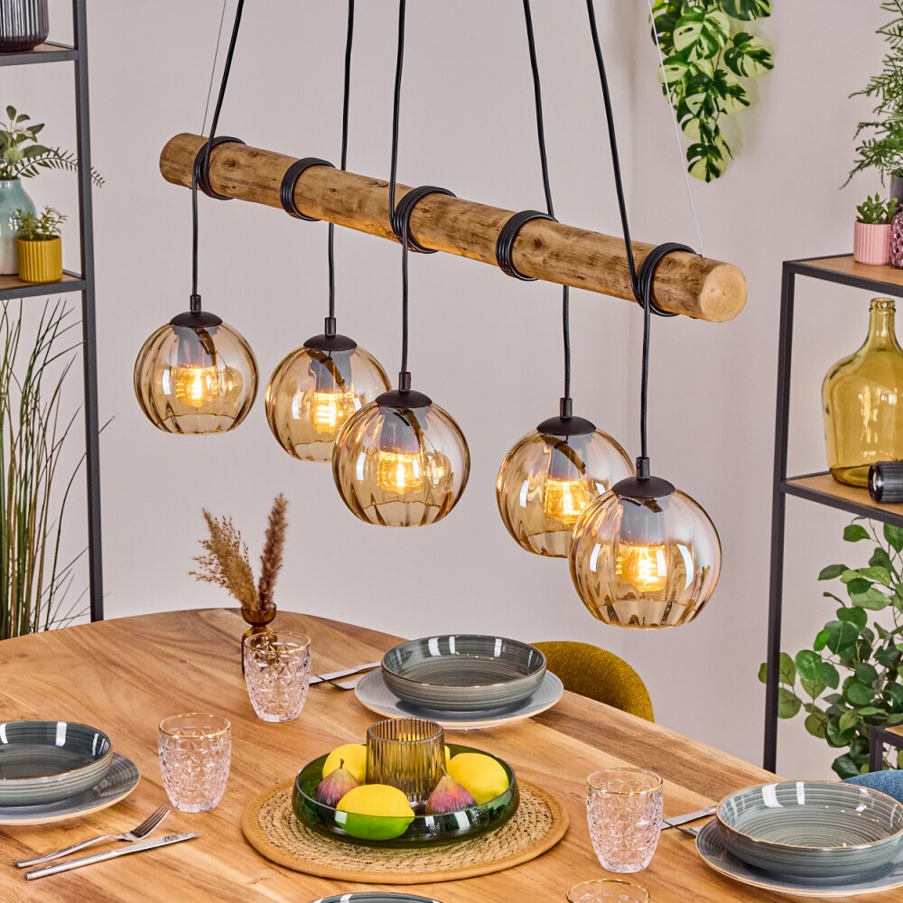 Koyoto Suspension, Boule lumineuse, Suspension Écru, Noir, 5 lumières main product photo