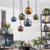 Koyoto Suspension, Boule lumineuse, Suspension Bleu, Or, Vert, Cuivré, 6 lumières