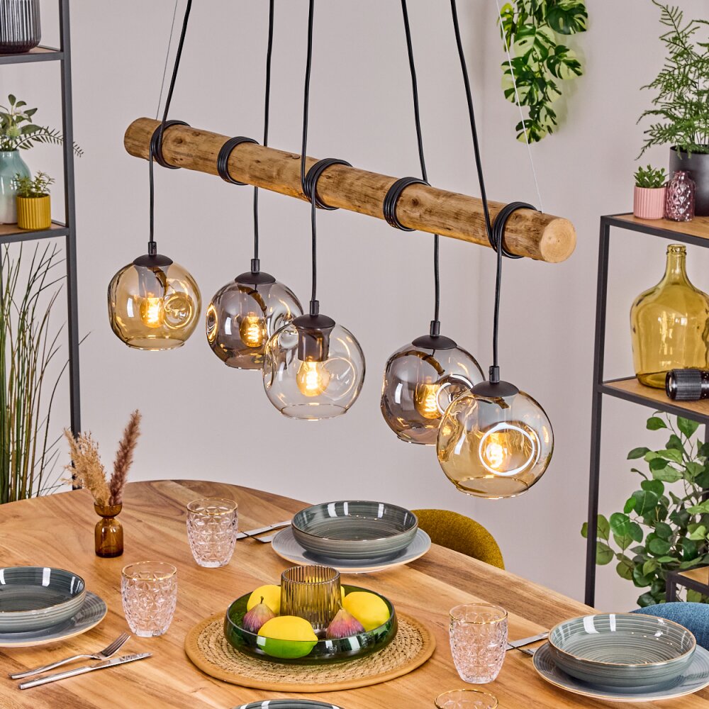 Ripoll Suspension, Boule lumineuse, Suspension Écru, Noir, 5 lumières main product photo