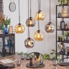 Ripoll Suspension, Boule lumineuse, Suspension Ambre, Fumé, 6 lumières