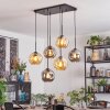 Ripoll Suspension, Boule lumineuse, Suspension Ambre, Fumé, 6 lumières