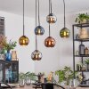 Koyoto Suspension, Boule lumineuse, Suspension Bleu, Chrome, Or, Vert, Cuivré, Fumé, 6 lumières