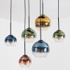 Koyoto Suspension, Boule lumineuse, Suspension Bleu, Or, Vert, Clair, Cuivré, 6 lumières
