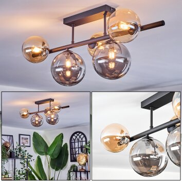 Chehalis Plafonnier, Boule lumineuse Noir, 5 lumières