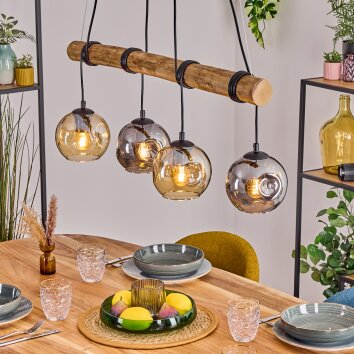 Ripoll Suspension, Boule lumineuse, Suspension Écru, Noir, 4 lumières