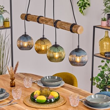 Koyoto Suspension, Boule lumineuse, Suspension Écru, Noir, 4 lumières