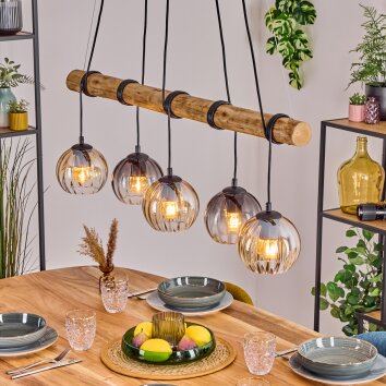 Koyoto Suspension, Boule lumineuse, Suspension Écru, Noir, 5 lumières