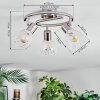 Saire Plafonnier, Spot de plafond Chrome, Nickel mat, 3 lumières