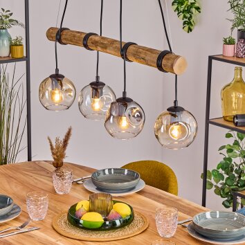 Ripoll Suspension, Boule lumineuse, Suspension Écru, Noir, 4 lumières