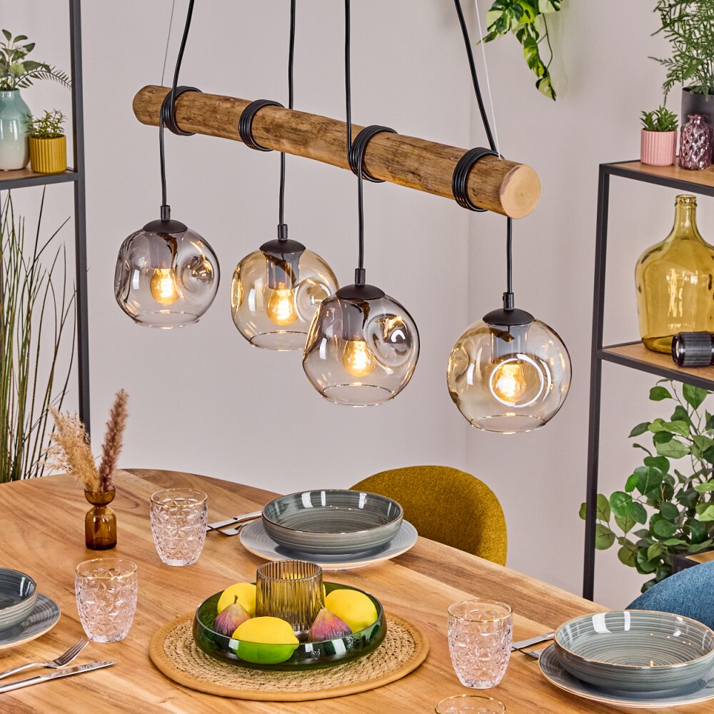 Ripoll Suspension, Boule lumineuse, Suspension Écru, Noir, 4 lumières main product photo