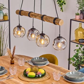 Ripoll Suspension, Boule lumineuse, Suspension Écru, Noir, 4 lumières