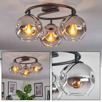 Ripoll Plafonnier, Boule lumineuse Chrome, Clair, Fumé, 3 lumières