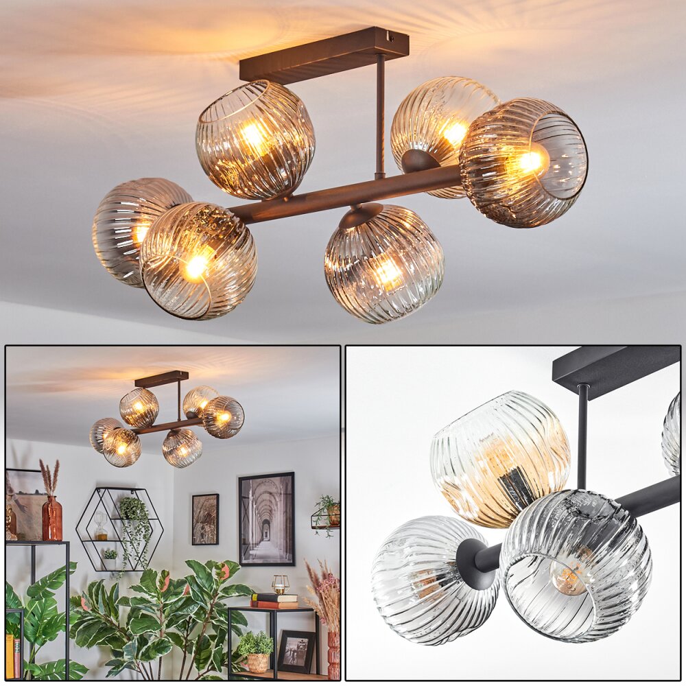 Ripoll Plafonnier, Boule lumineuse Ambre, Clair, Fumé, 6 lumières main product photo