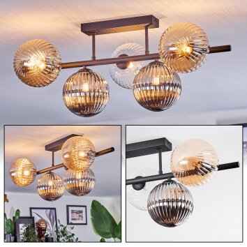 Chehalis Plafonnier, Boule lumineuse Noir, 5 lumières