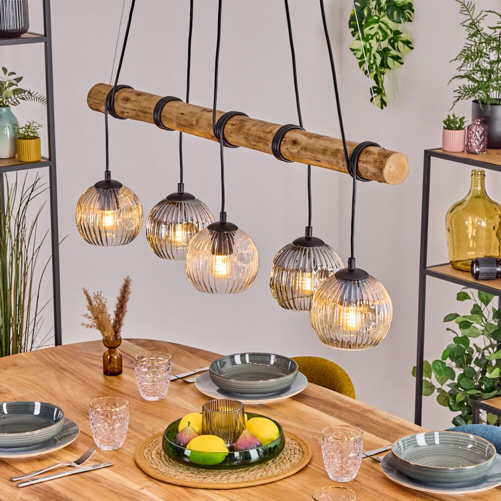 Ripoll Suspension, Boule lumineuse, Suspension Écru, Noir, 5 lumières main product photo