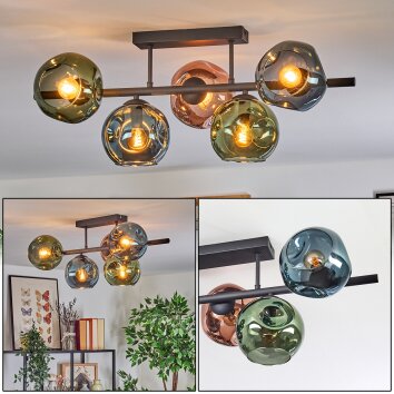 Ripoll Plafonnier, Boule lumineuse Bleu, Vert, Cuivré, 5 lumières