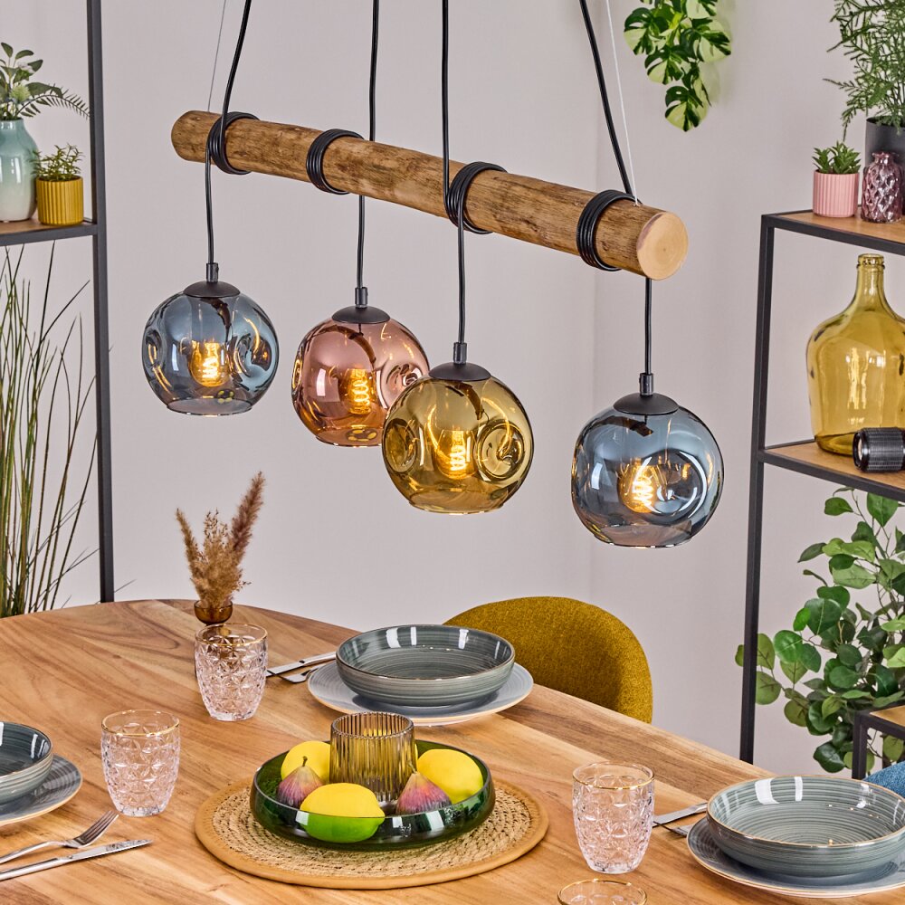 Ripoll Suspension, Boule lumineuse, Suspension Écru, Noir, 4 lumières main product photo