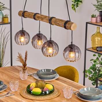 Koyoto Suspension, Boule lumineuse, Suspension Écru, Noir, 4 lumières