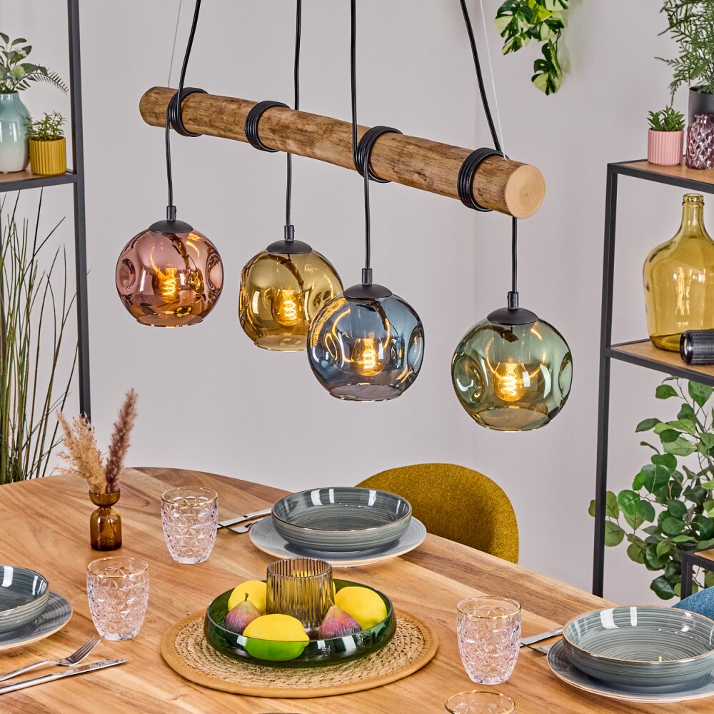Ripoll Suspension, Boule lumineuse, Suspension Écru, Noir, 4 lumières main product photo