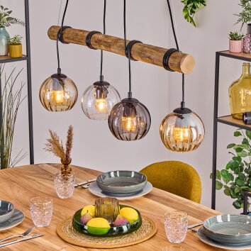 Koyoto Suspension, Boule lumineuse, Suspension Écru, Noir, 4 lumières