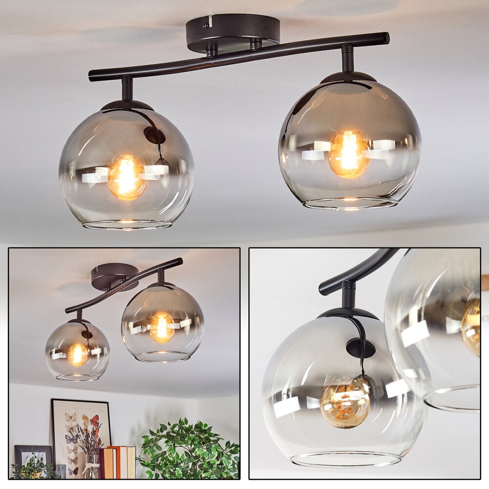 Koyoto Plafonnier, Boule lumineuse Chrome, Clair, Fumé, 2 lumières main product photo