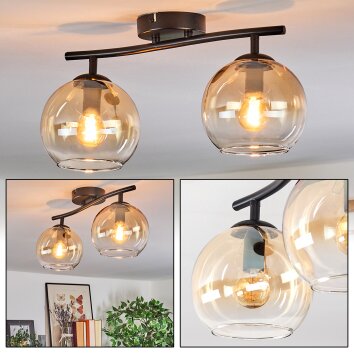 Koyoto Plafonnier, Boule lumineuse Ambre, Clair, 2 lumières Koyoto Plafonnier, Boule lumineuse Ambre, Clair, 2 lumières