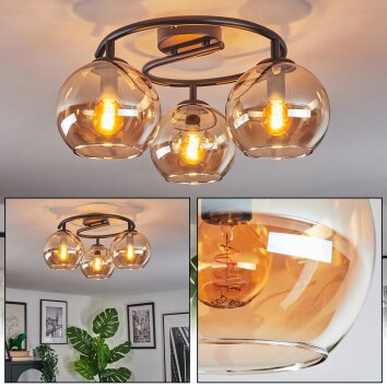 Koyoto Plafonnier, Boule lumineuse 37 cm Ambre, 3 lumières Koyoto Plafonnier, Boule lumineuse 37 cm Ambre, 3 lumières