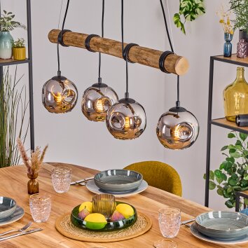 Ripoll Suspension, Boule lumineuse, Suspension Écru, Noir, 4 lumières